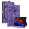 Samsung Galaxy Tab S9 FE Cartoon Sakura Cat Embossed Leather Tablet Case Purple - 1