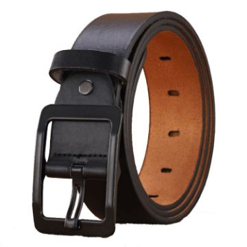 Picture of Dandali 120cm Mens Rubberized Pin Buckle Belt Casual Alloy Buckle Belt, Style: Black Sun Buckle (Black)