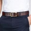 Picture of Dandali 120cm Mens Rubberized Pin Buckle Belt Casual Alloy Buckle Belt, Style: Silver Leather Pin Buckle (Black)