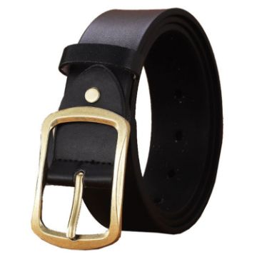 Picture of Dandali 120cm Mens Rubberized Pin Buckle Belt Casual Alloy Buckle Belt, Style: Gold Sun Buckle (Black)