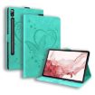 Samsung Galaxy Tab S9 FE Mint Green Butterfly Embossed Leather Tablet Case - 1