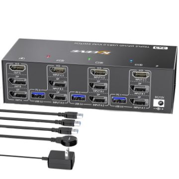 KC-KVM303DH Triple Monitors KVM Switch - USB3.0 DP+DP+HDMI - 1