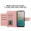 Nokia C32 Rhombic Texture Flip Leather Phone Case - Coral Pink - 5