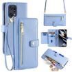 OPPO Find X5 Pro Blue Leather Phone Case - Cross-body Zipper Wallet - 1