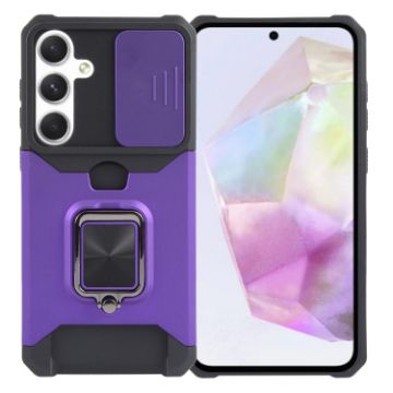 Samsung Galaxy A35 Camera Shield Card Slot Phone Case (Purple) - 1