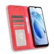 BLU G53 Red Leather Phone Case - Retro Texture, Magnetic Buckle - 4