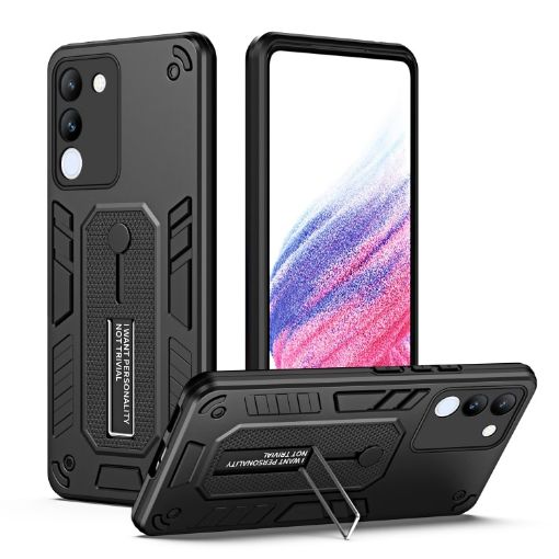 Vivo V29e 5G Black Armor Finger Loop Holder Phone Case - 1