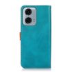Blue Dual-Color Cowhide Flip Leather Case for Motorola Moto G04/G24 - 4