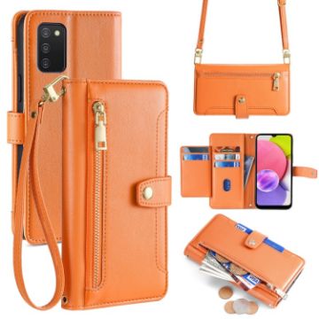 Samsung Galaxy A03s Sheep Texture Cross-body Zipper Wallet Leather Phone Case - 1