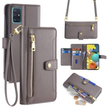 Samsung Galaxy A51 5G Sheep Texture Cross-body Zipper Wallet Leather Phone Case - 1
