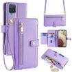 Samsung Galaxy A12 Sheep Texture Cross-body Zipper Wallet Leather Phone Case - 1