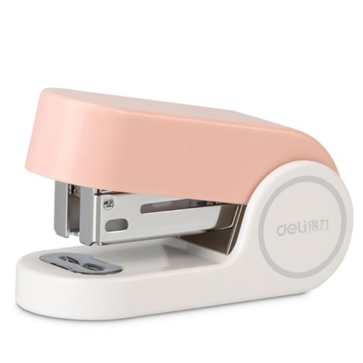 Deli Mini Stapler with 830 Staples, Pink - 12 Sheet Capacity - 1