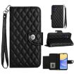 Samsung Galaxy A15 5G Rhombic Texture Flip Leather Phone Case - Black - 1