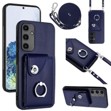 Samsung Galaxy A35 Card Bag Ring Holder Phone Case Blue - 1