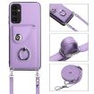 Samsung Galaxy A14 5G Purple Card Bag Ring Holder Case with Lanyard - 6