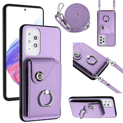 Samsung Galaxy A33 5G Purple Card Bag Ring Holder Case - 1