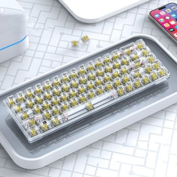 Picture of T-WOLF T40 68-Keys RGB Mixed Light Office Gaming Transparent Mechanical Keyboard (Yellow)