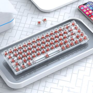 Picture of T-WOLF T40 68-Keys RGB Mixed Light Office Gaming Transparent Mechanical Keyboard (Red)