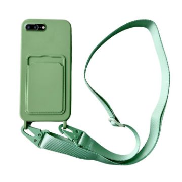 iPhone 8 Plus/7 Plus Liquid Silicone Phone Case with Card Slot & Lanyard - 1