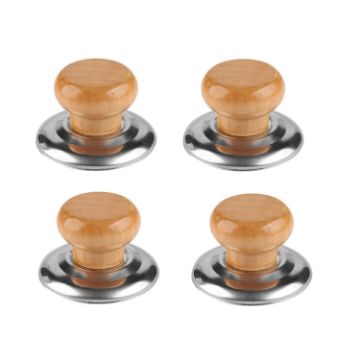 Picture of 4pcs Household Cap Carrying Handle Kitchen Single Hole Pot Buttons Top Beads Pot Lid Accessories, Model: Solid Wood