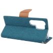 Samsung Galaxy S24 Ultra 5G Green Fabric Texture Flip Leather Phone Case - 3