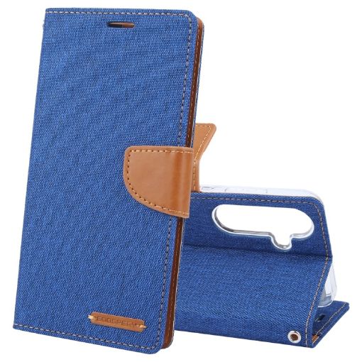 Samsung Galaxy S24 5G Blue Fabric Texture Flip Leather Phone Case - 1
