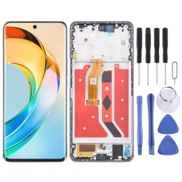 For Honor X9b LCD Screen Digitizer Assembly with Frame Silver - 1