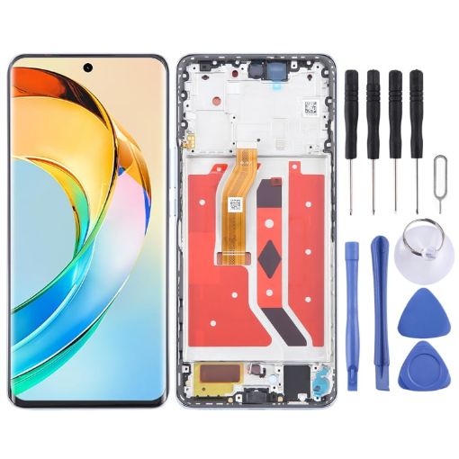 For Honor X50 LCD Screen Digitizer Full Assembly with Frame Silver - 1