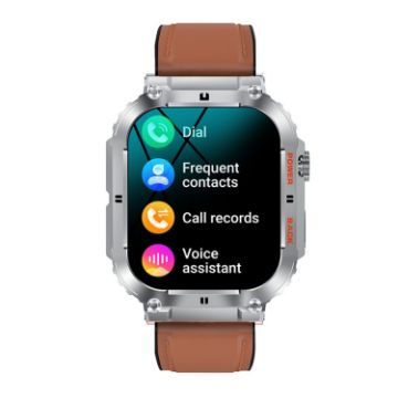 Picture of K57 Pro 1.96 Inch Bluetooth Call Music Weather Display Waterproof Smart Watch, Color: Silver Leather