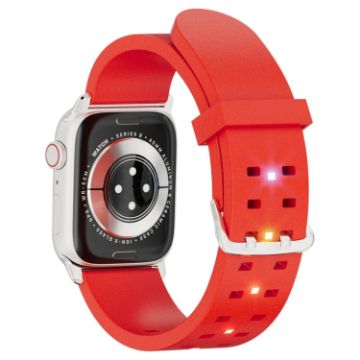 Apple Watch Series 7 45mm Red Silicone Watch Band - Luminous & Colorful - 1