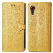 Samsung Galaxy Xcover 7 Cat and Dog Embossed Leather Phone Case Yellow - 2