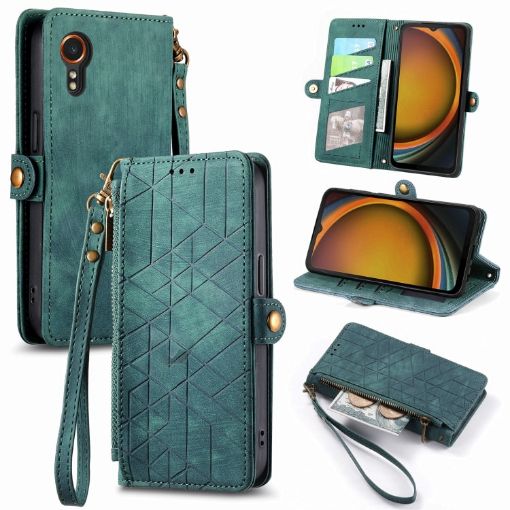 Samsung Galaxy Xcover 7 Geometric Zipper Wallet Leather Phone Case - 1