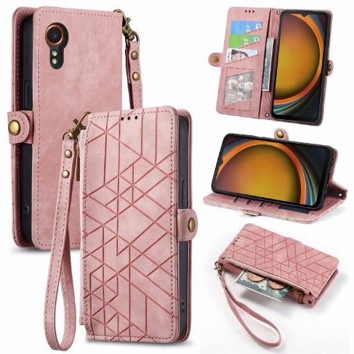 Samsung Galaxy Xcover 7 Geometric Zipper Wallet Leather Phone Case - 1