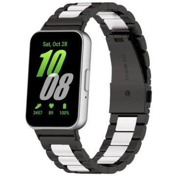 Samsung Galaxy Fit 3 SM-R390 Metal Watch Band - Black+Silver - 1