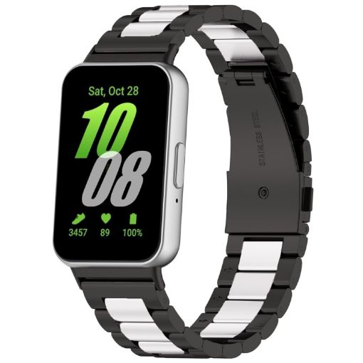 Samsung Galaxy Fit 3 SM-R390 Metal Watch Band - Black+Silver - 1