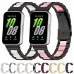 Samsung Galaxy Fit 3 SM-R390 Metal Watch Band - Black+Silver - 5