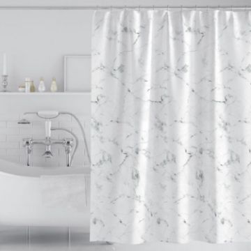 Picture of 220x200cm Thickened Waterproof Moldproof Shower Curtain Simple Bathroom Hotel Curtain With Hooks (Marble)