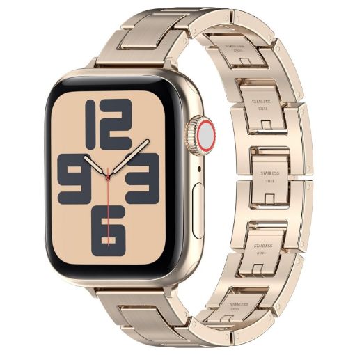 Apple Watch SE 2023 40mm H Slim Stainless Steel Watch Band - Starlight - 1
