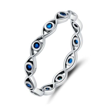 Picture of Zircon Lucky Eye Sterling Silver S925 Ring, Size: No.9 (Oxidized Silver)