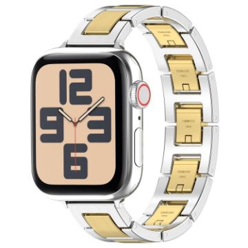 Apple Watch SE 2023 44mm H Slim Stainless Steel Band - Silver Gold - 1