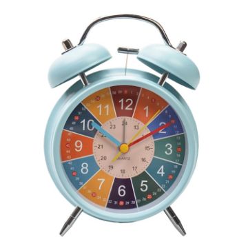 4 inch Blue Metal Alarm Clock for Students - Dual Ring Bell - 1