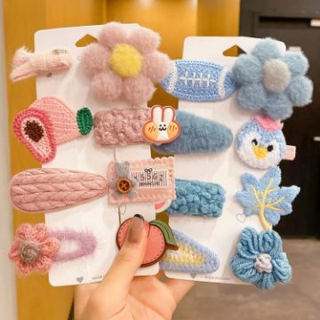 Picture of Plush Hair Clip Children Clip Headdress Side Bangs Clip (16 In 1 No.6 Blue+Pink Peach)