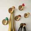 Wooden Mushroom Shape Coat Hook, Red - Punch-Free Home Decoration - 5