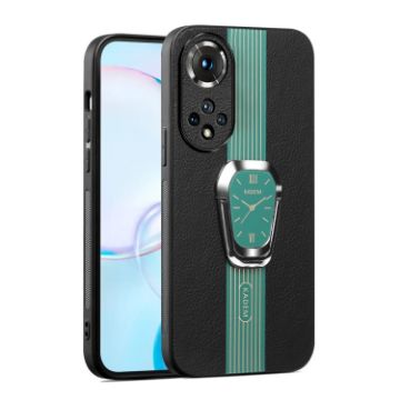 For Honor 50 Magnetic Litchi Leather Back Phone Case with Holder - Green - 1