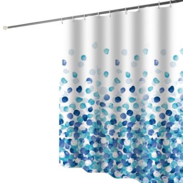 Picture of 200x180cm Home Thickened Waterproof Shower Curtain Polyester Fabric Bathroom Curtain (Blue Petal)
