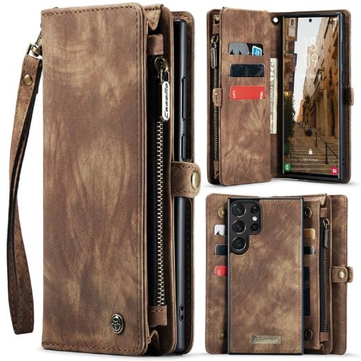 Samsung Galaxy S24 Ultra 5G CaseMe 008 Leather Phone Case (Brown) - 1