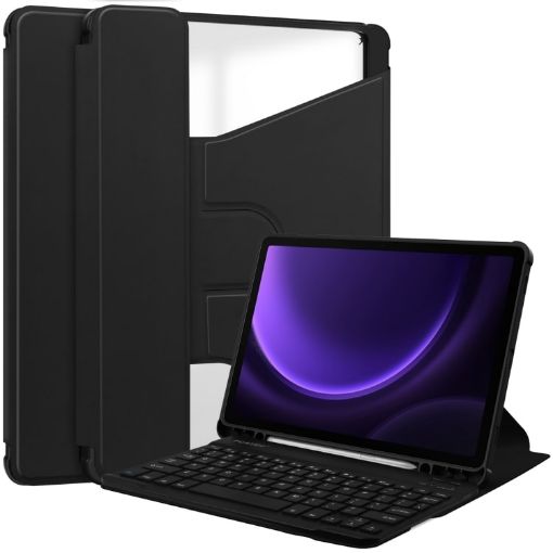 Samsung Galaxy Tab S9 FE 360 Rotation Leather Case with Keyboard - 1