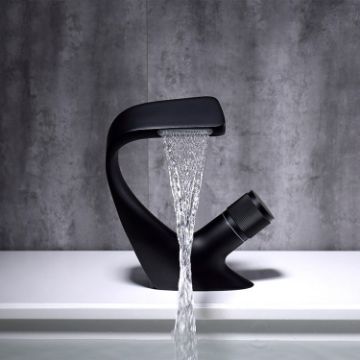 Black Basin Waterfall Faucet - Hot & Cold All-Copper - Bathroom Sanitary Ware - 1