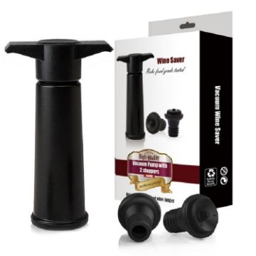 Picture of Red Wine Vacuum Pump Freshener Silicone Wine Stopper Set, Specification:Black Pump Three-piece Box