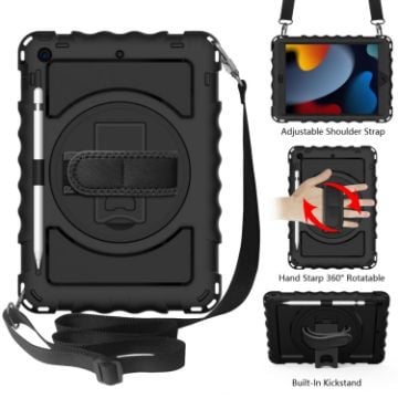 iPad 10.2 Rotating Case with Pencil Holder - Black - 1